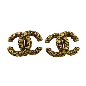 CHANEL Authentic Gold Logo Earrings